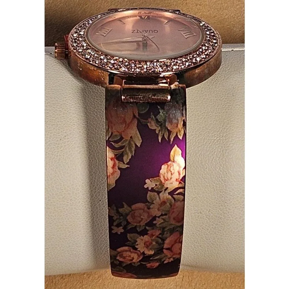 NIB Womens Croton‎ Manhattan Watch with Bronze Tone Rhinestone Bezel